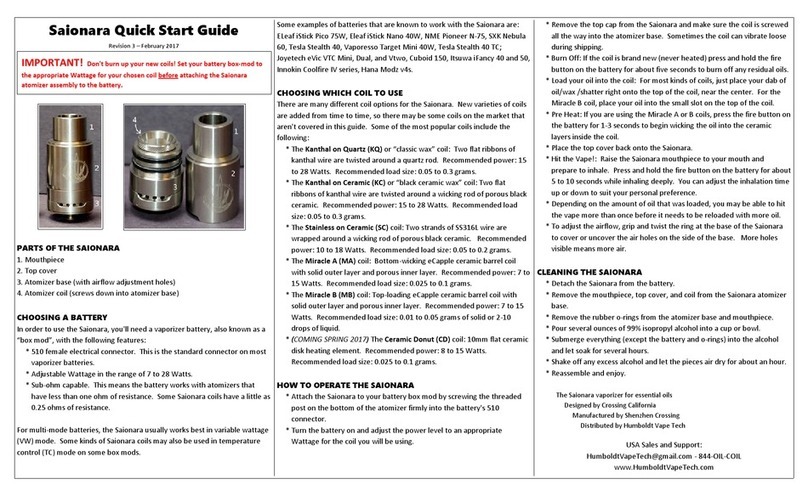 Humboldt Saionara quick start guide