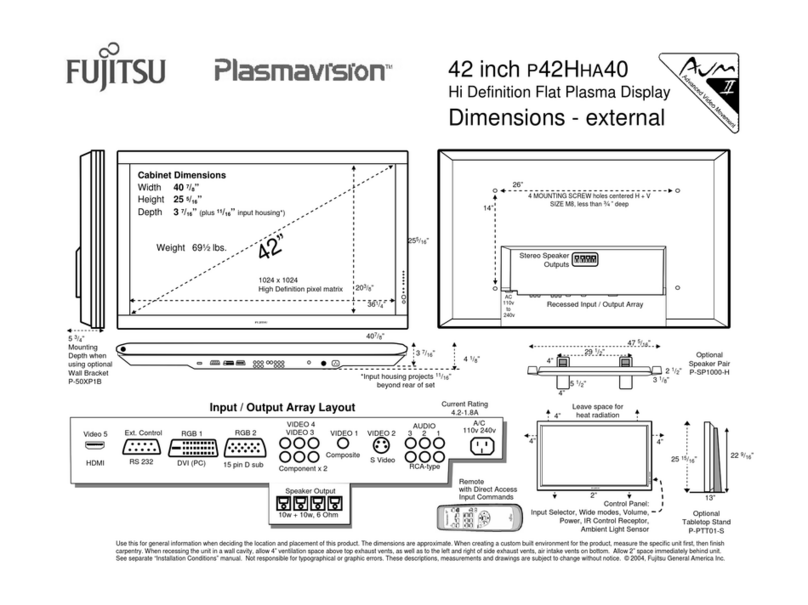 Fujitsu Plasmavision P42HHA40 User instructions