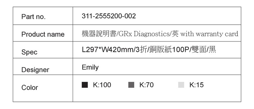 GRx Dignostics TD-2555 Operation instructions
