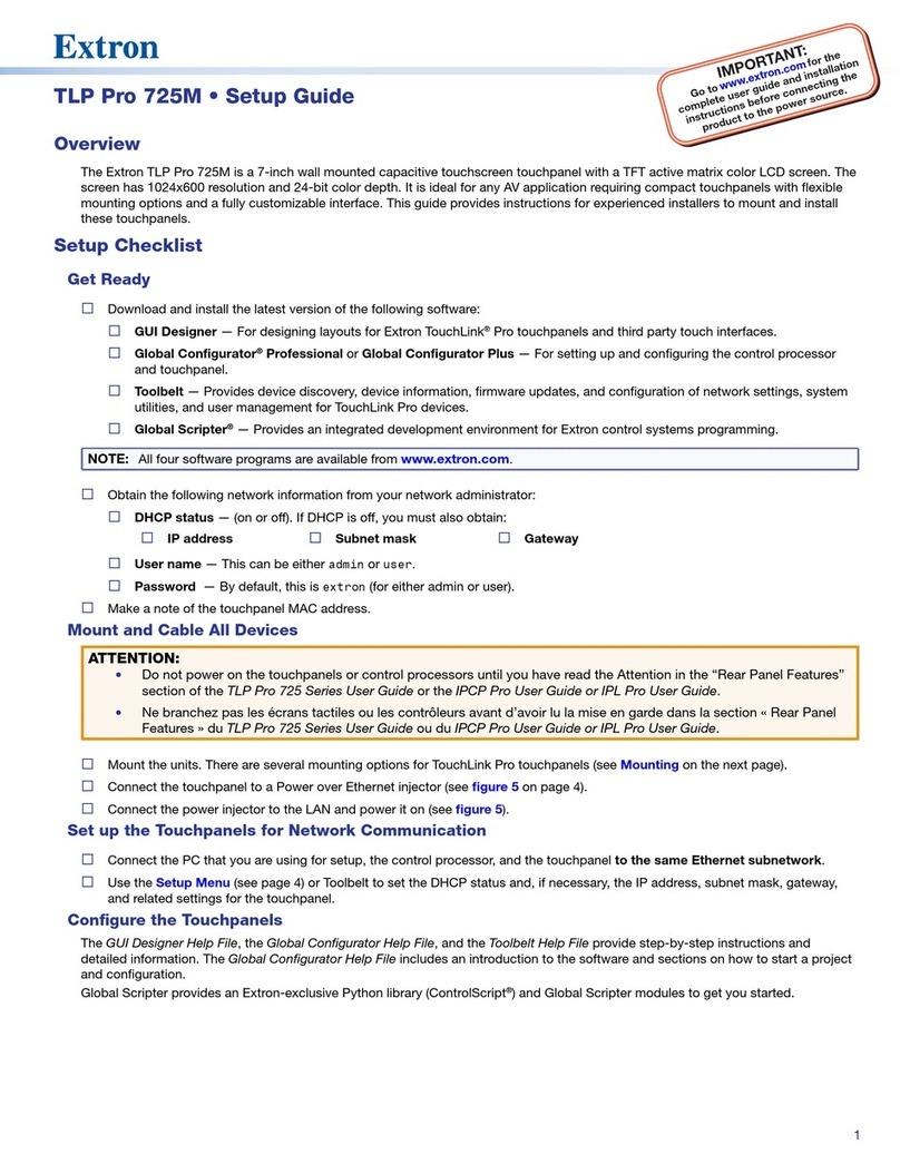 Extron electronics TLP Pro 720M User manual