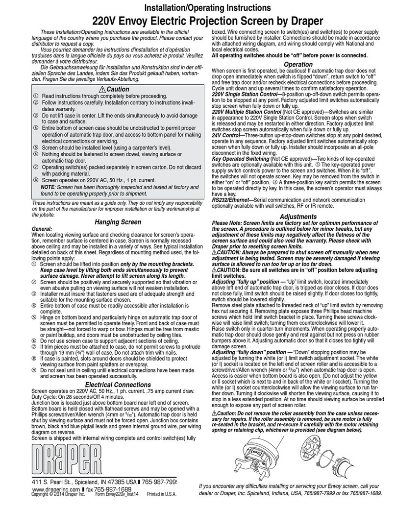 Draper Envoy Installation & operating instructions