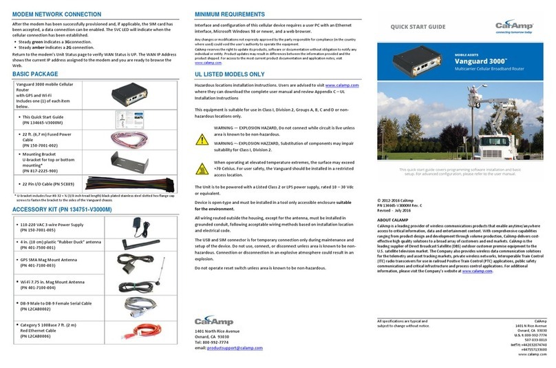 CalAmp Vanguard 3000 User manual
