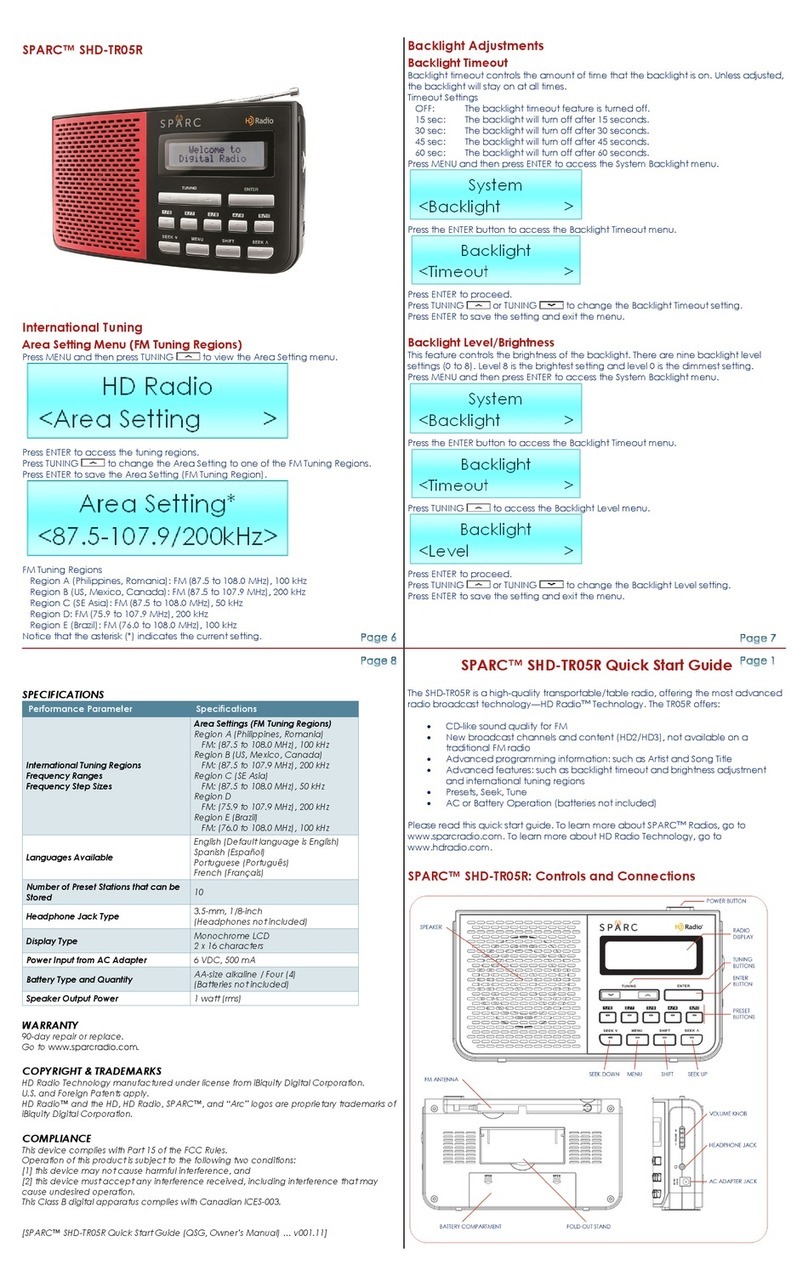 Sparc SHD-TR05R Quick start up guide