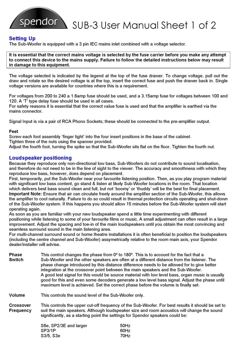 Spendor SUB-3 user manual