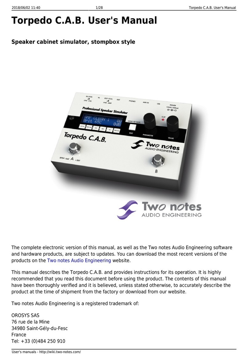 Two notes Audio Engineering Torpedo C.A.B. user manual