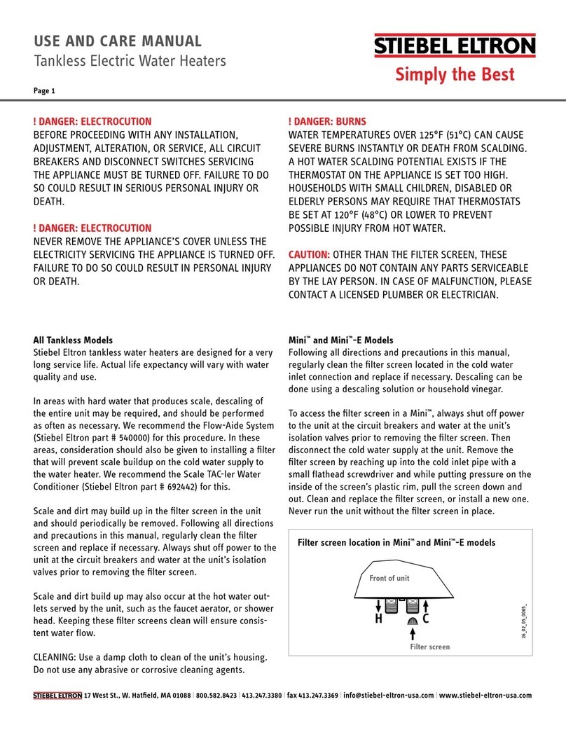 STIEBEL ELTRON DHC series use and care manual
