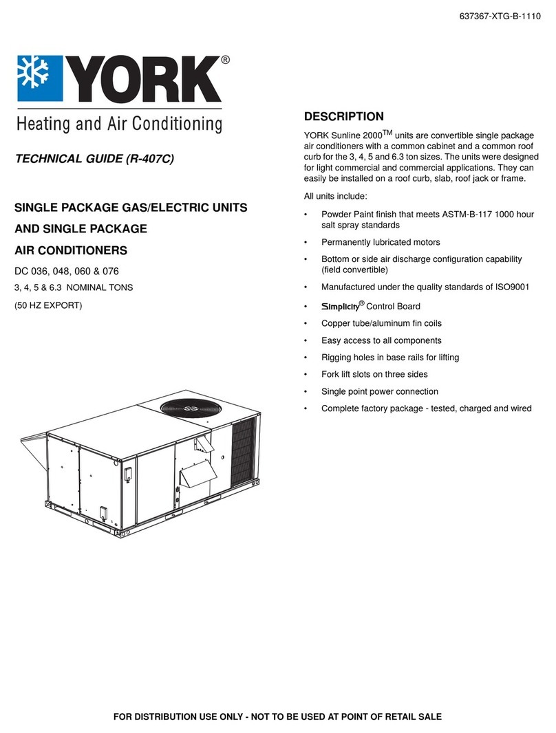 York Sunline 2000 Quick start guide