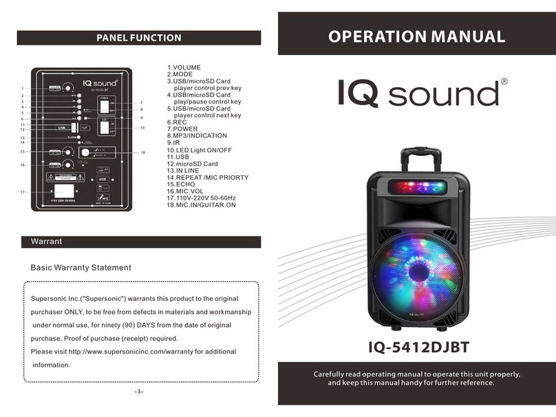 Supersonic IQ Sound IQ-5412DJBT Operation manual