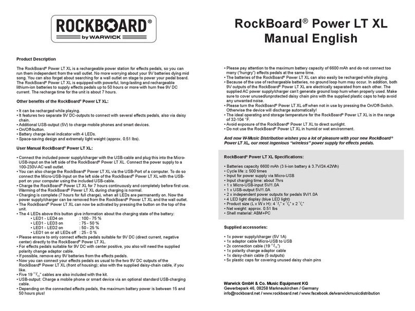 Warwick RockBoard Power LT XL manual
