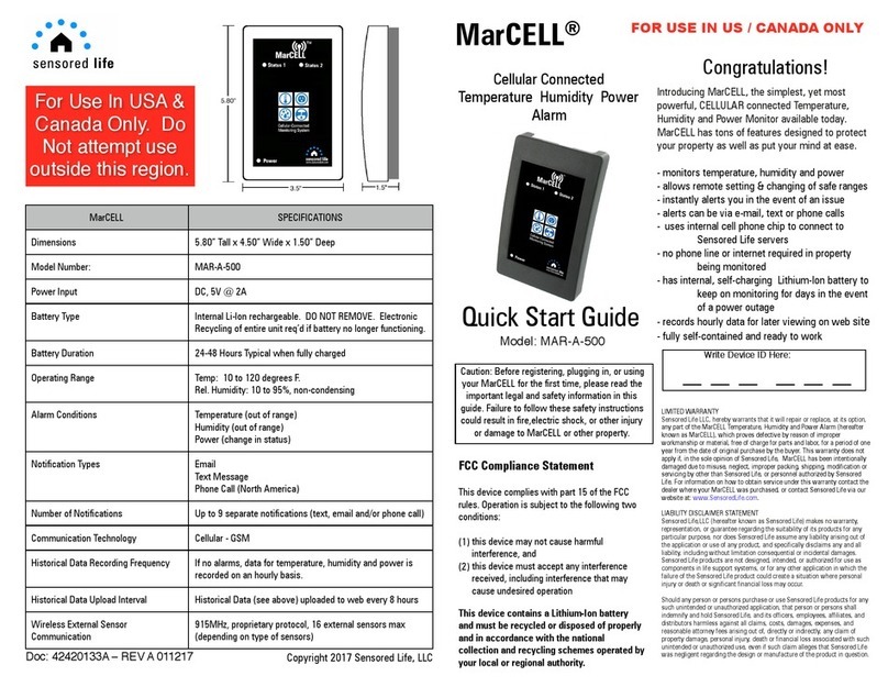 Sensored Life MarCell MAR-A-500 quick start guide