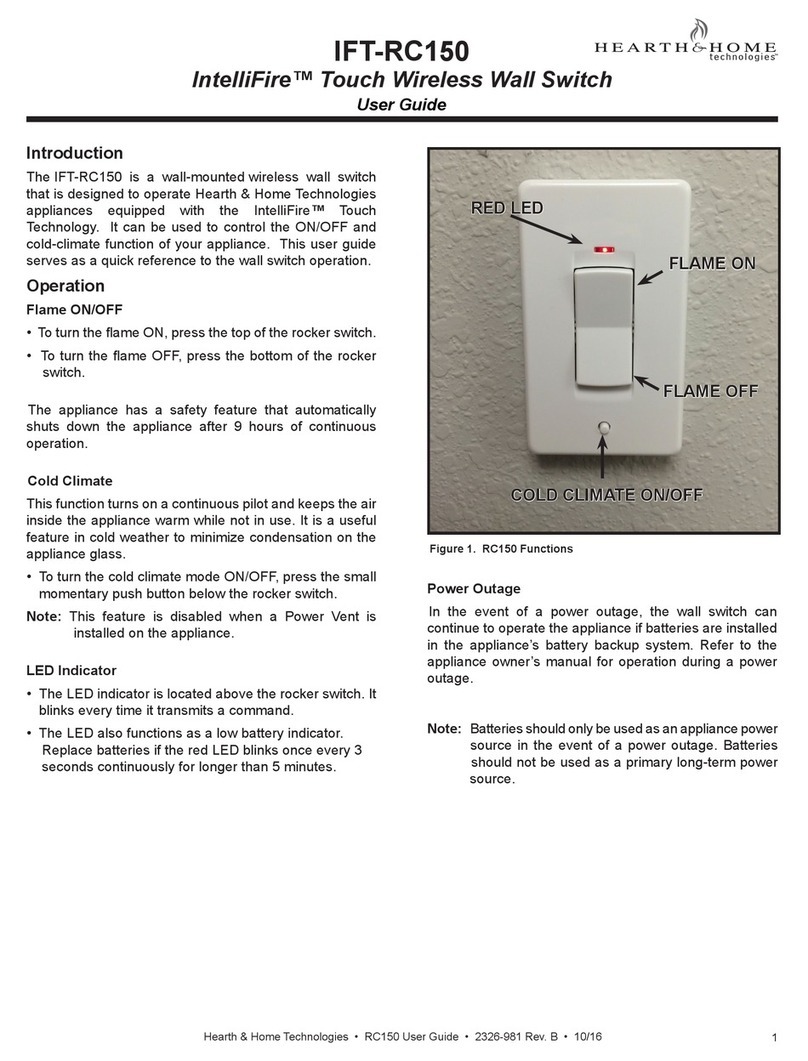 Hearth and Home Technologies IntelliFire IFT-RC150 user guide Hearth and Home Technologies IntelliFire IFT-RC150 user guide