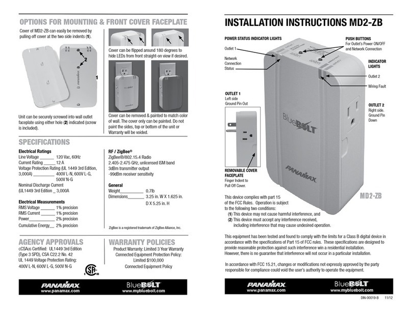 Panamax BlueBolt MD2-ZB installation instructions