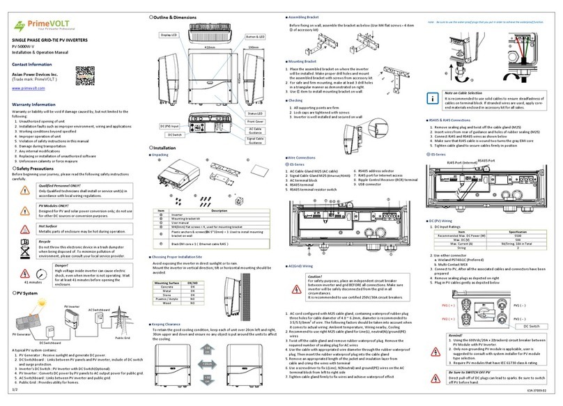 PrimeVOLT PV-5000W-V Installation & operation manual