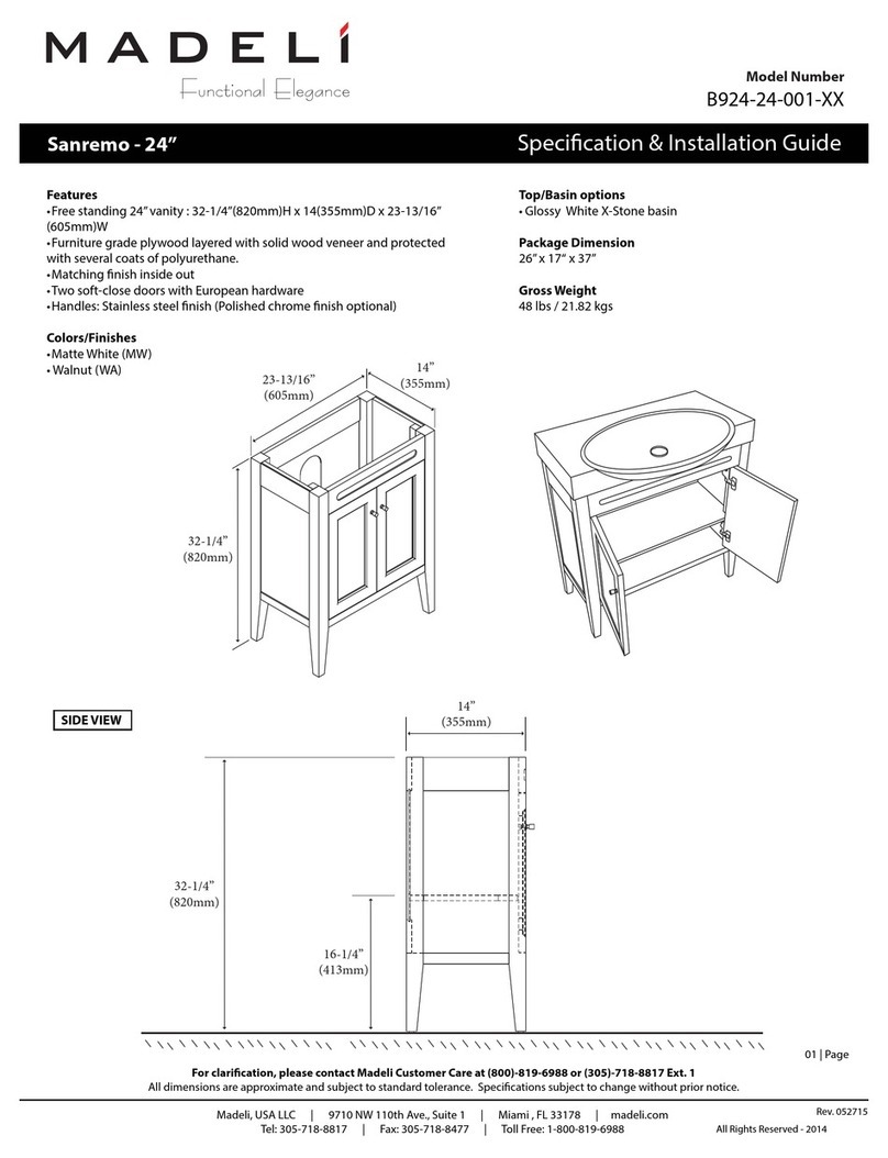 Madeli Sanremo Specification & installation guide Madeli Sanremo Specification & installation guide