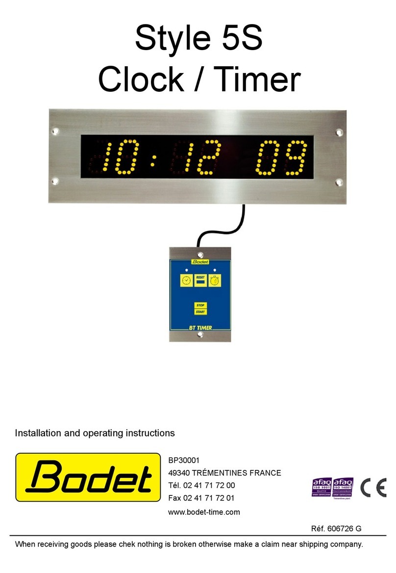 Bodet Time Style 5S Installation and operating instructions