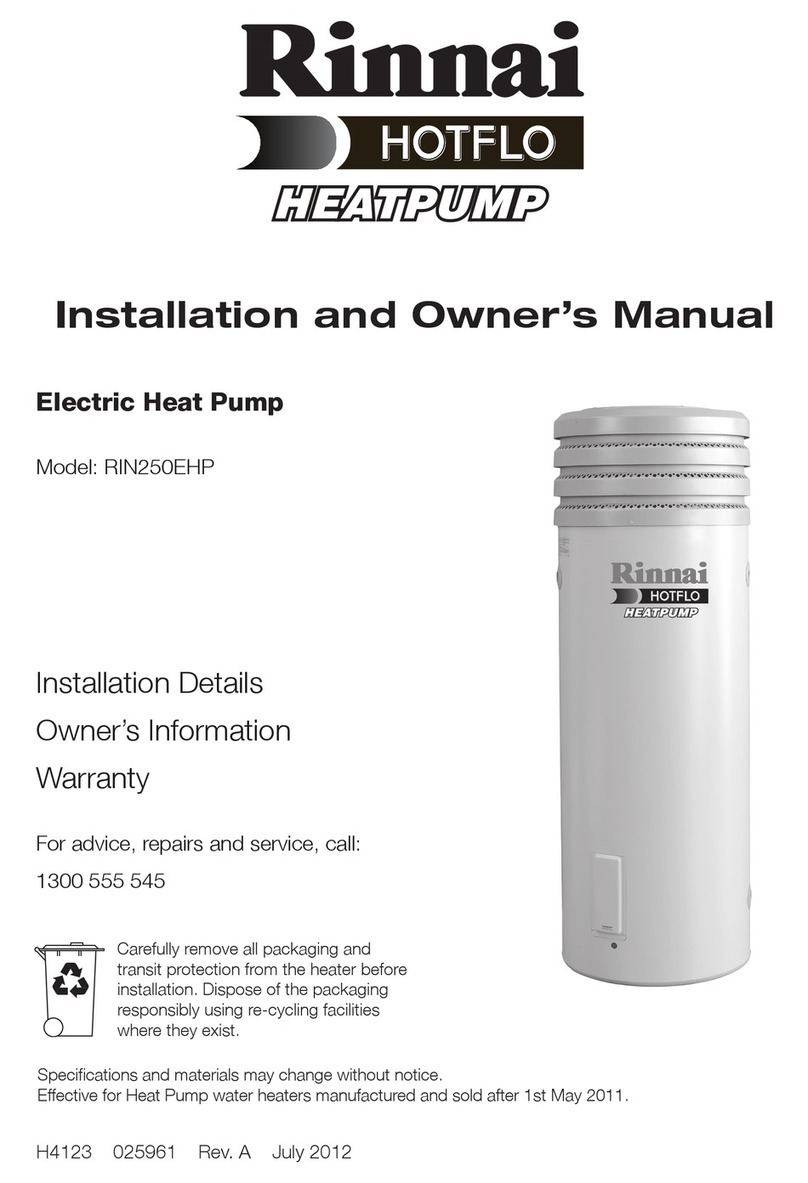 Rinnai RIN250EHP Installation and owner's manual Rinnai RIN250EHP Installation and owner's manual