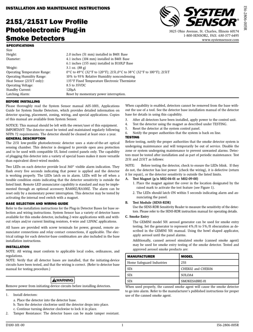 System Sensor 2151 User manual