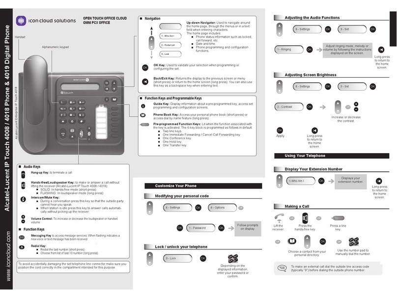 Alcatel-Lucent IP Touch 4008 Quick reference guide