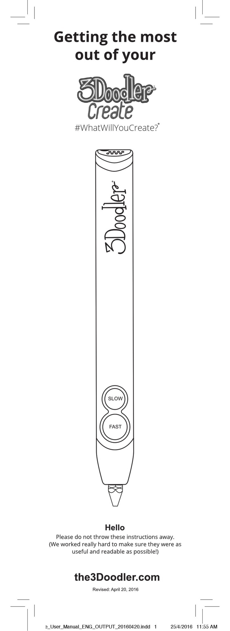 3Doodler Create User manual