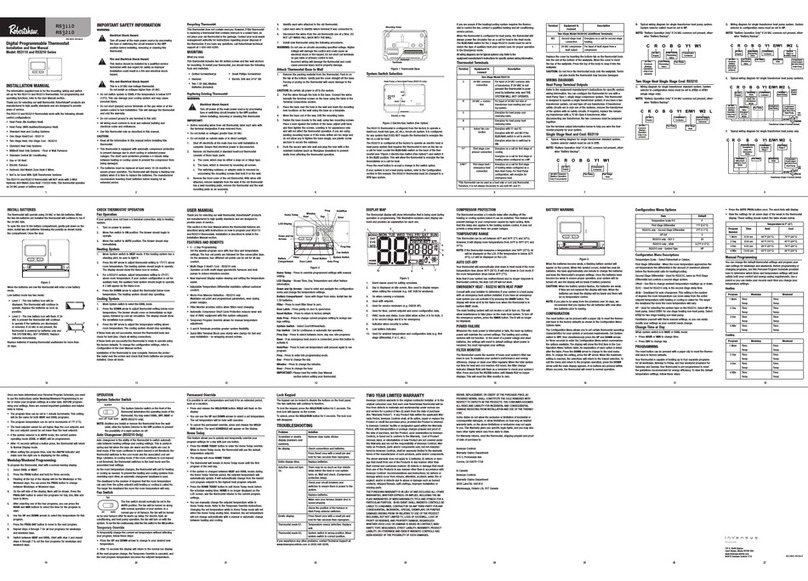 Robertshaw RS3110 SERIES Operating manual