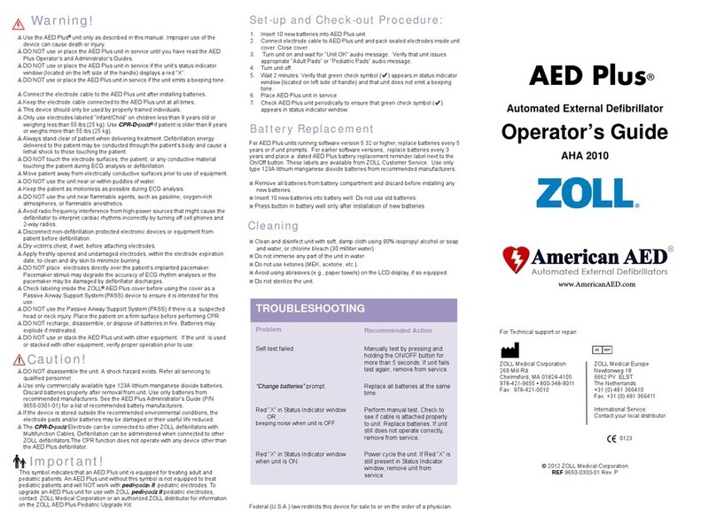 ZOLL AED Plus AHA 2010 Operator's manual