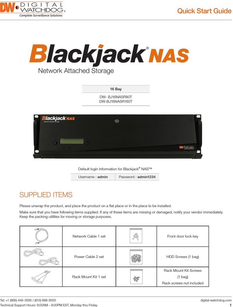 Digital Watchdog Blackjack DW-BJ16NASR80T quick start guide Digital Watchdog Blackjack DW-BJ16NASR80T quick start guide