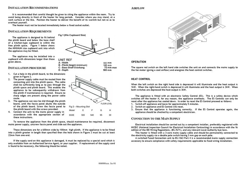 Smith's Heating First SS3E User manual