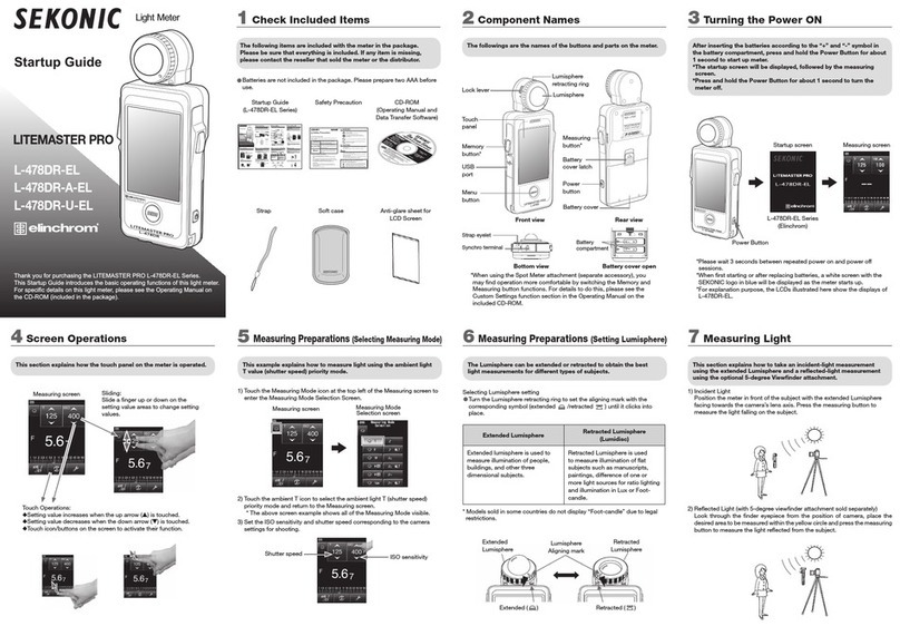 Sekonic LITEMASTER PRO L-478DR-A-EL User guide Sekonic LITEMASTER PRO L-478DR-A-EL User guide