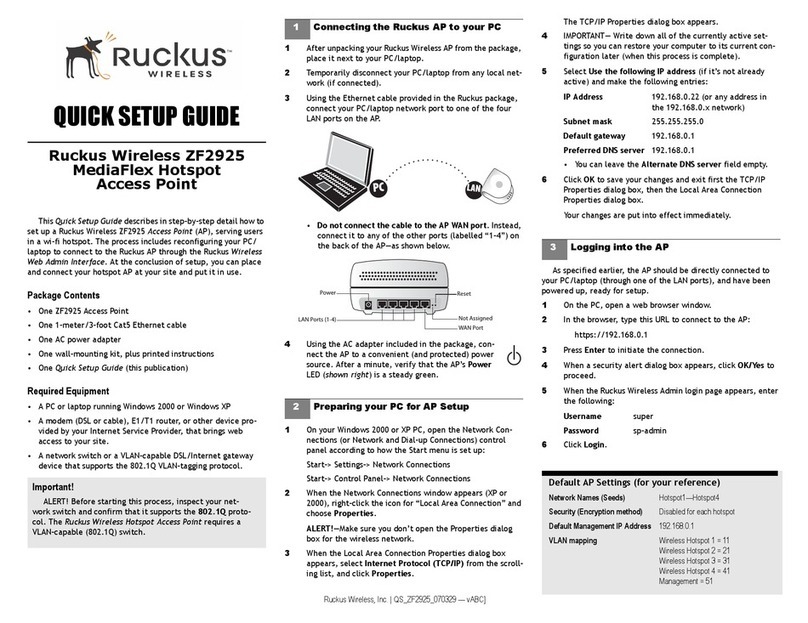 Ruckus Wireless ZF2925 Quick setup guide Ruckus Wireless ZF2925 Quick setup guide