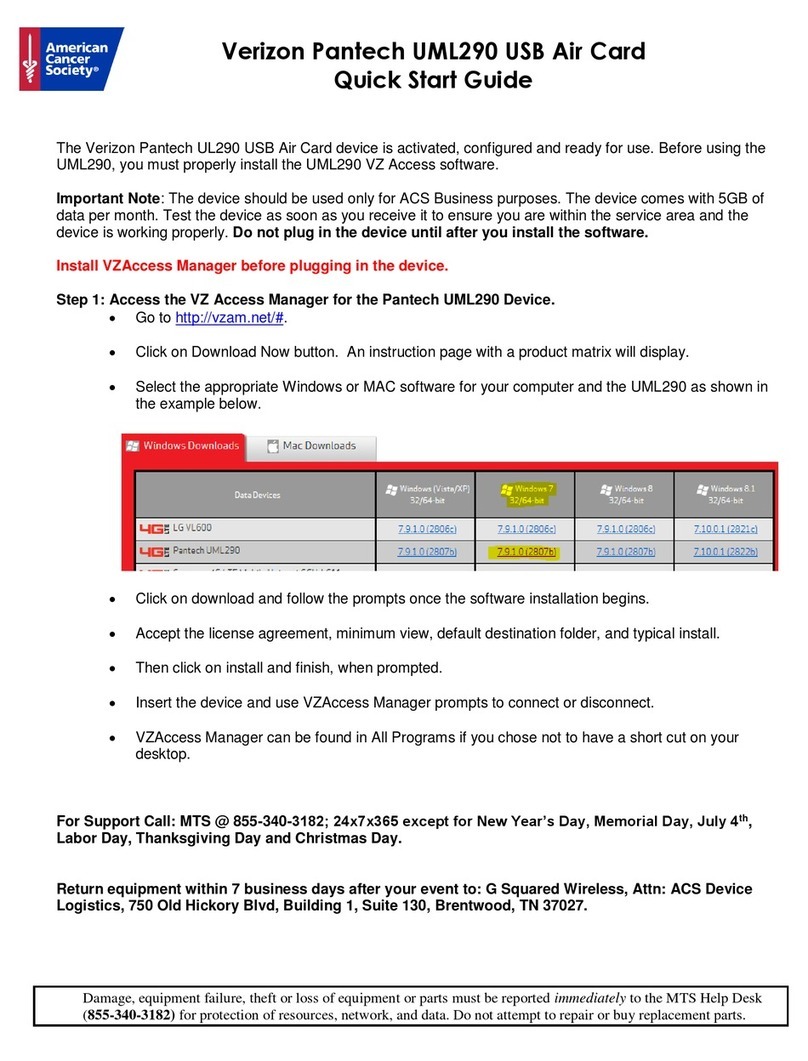 Pantech Verizon UML290 User manual