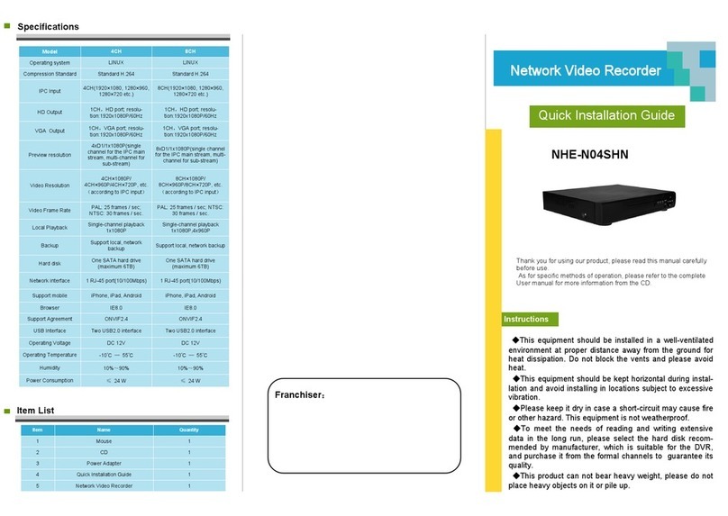 NHE Vision NHE-N04SHN Quick installation guide NHE Vision NHE-N04SHN Quick installation guide