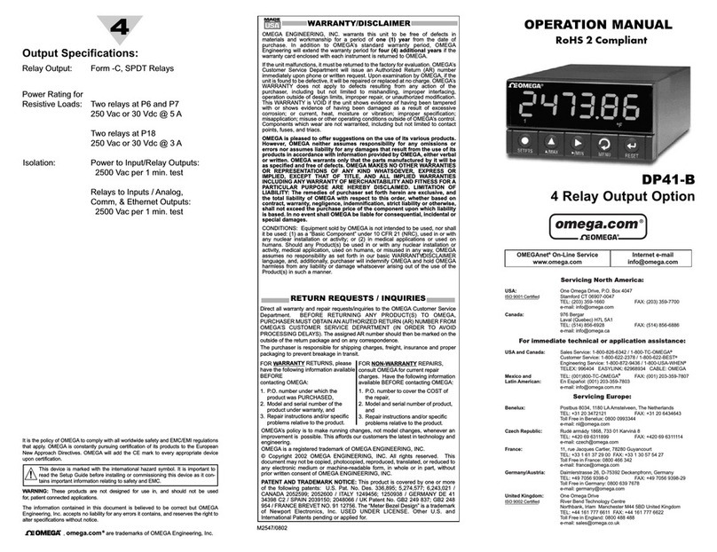 Omega DP41-B Series User manual Omega DP41-B Series User manual