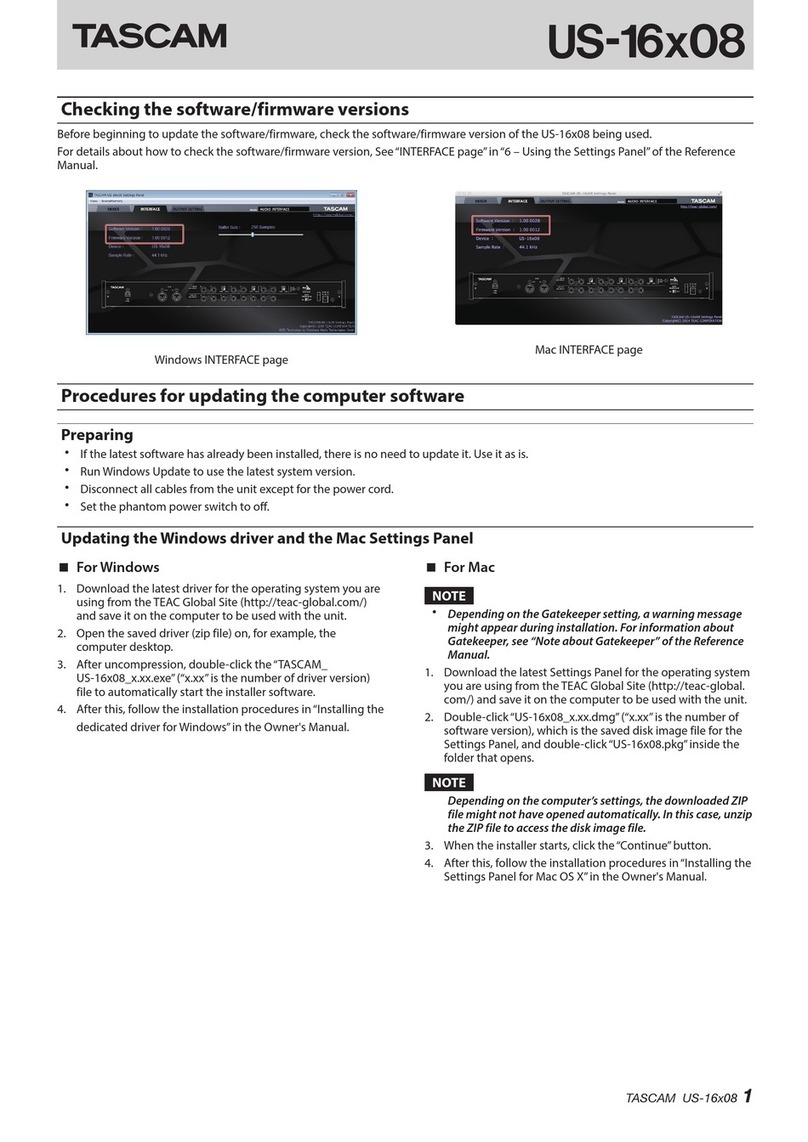 Tascam US-16X08 Firmware update instructions
