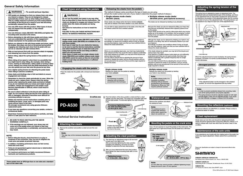 Shimano PD-A530 Technical Service Instructions
