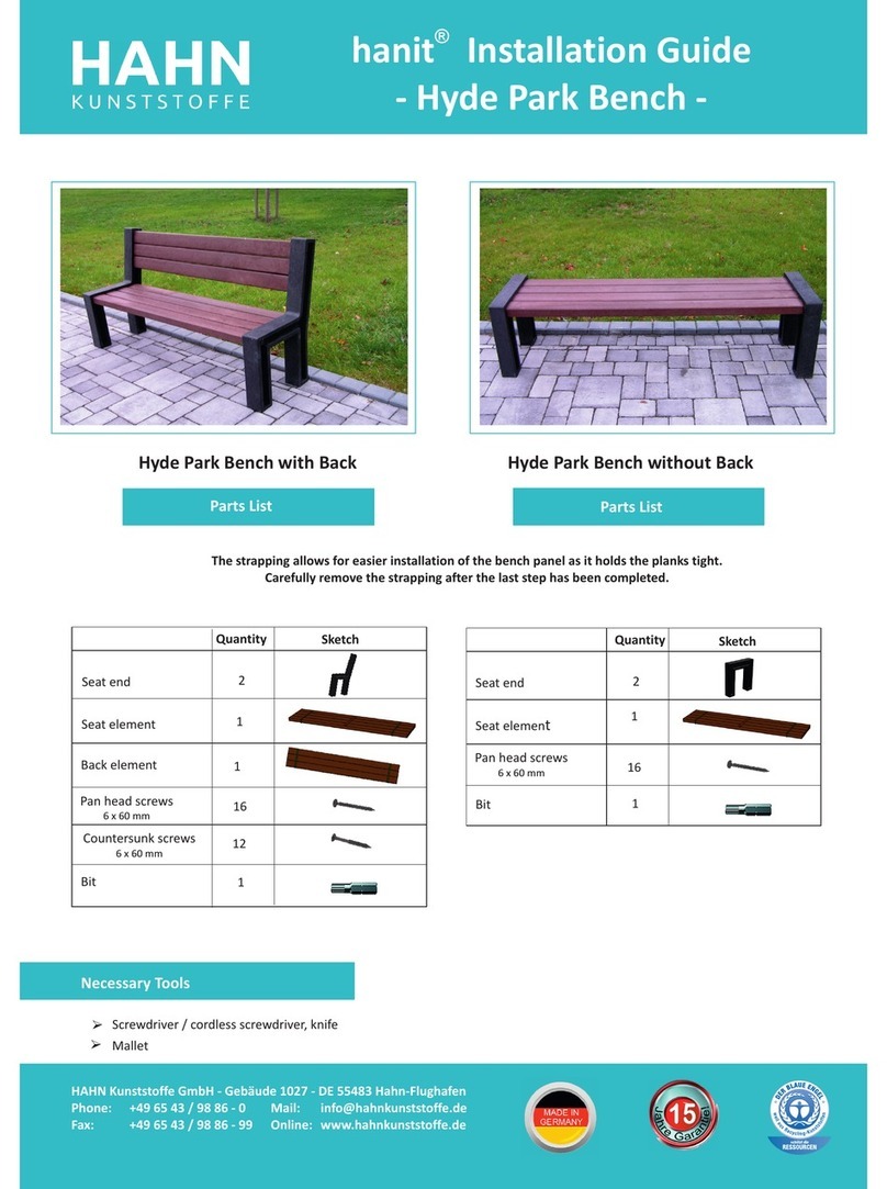 Hahn Hyde Park Bench with Back installation guide Hahn Hyde Park Bench with Back installation guide