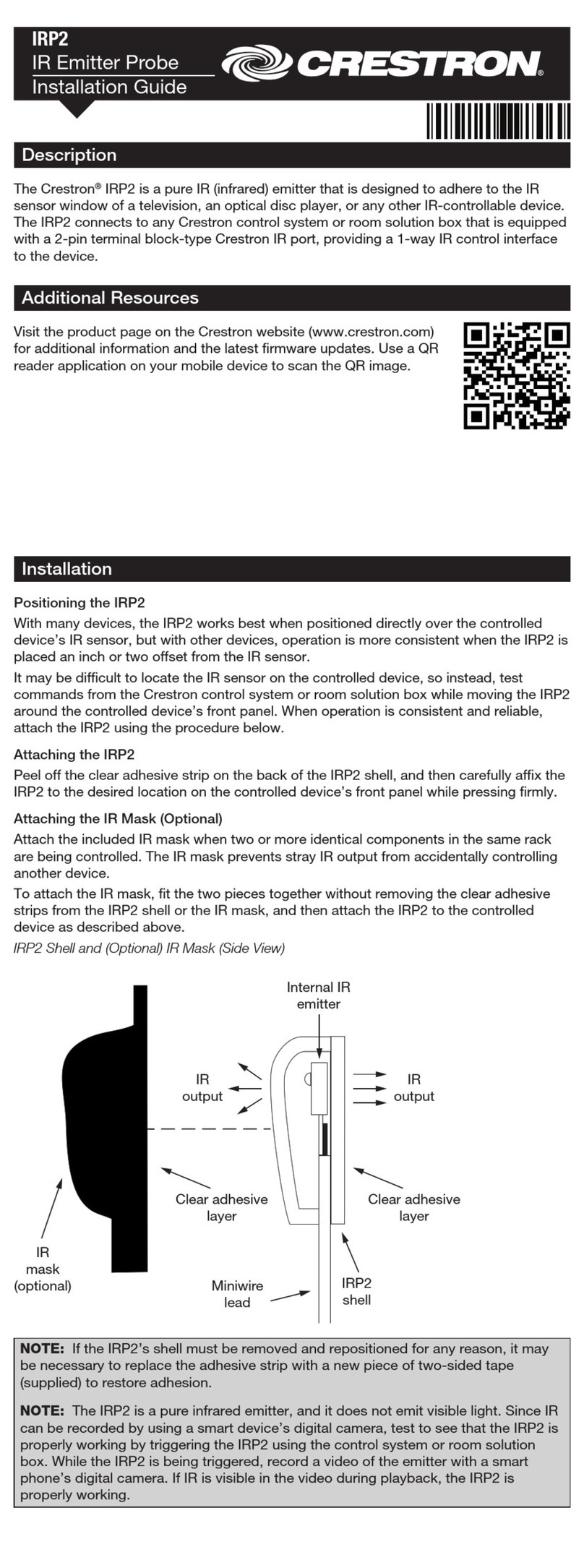 Crestron IRP2 User manual