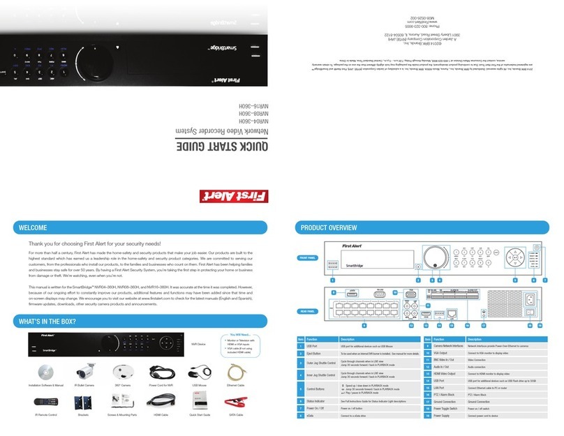 First Alert NVR04–360H quick start guide