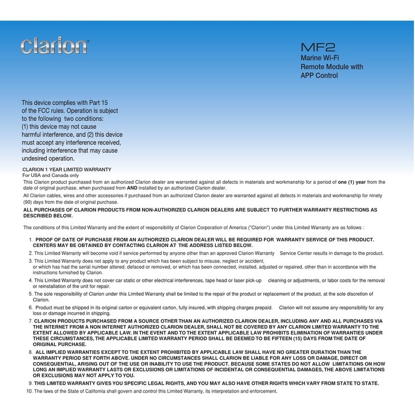 Clarion MF2 User manual