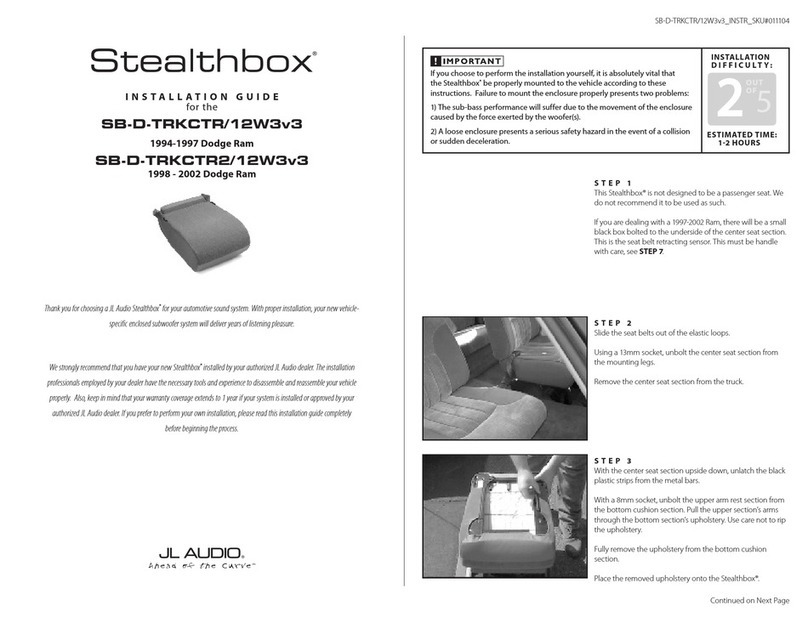JL Audio Stealthbox SB-D-TRKCTR/12W3v3 User manual