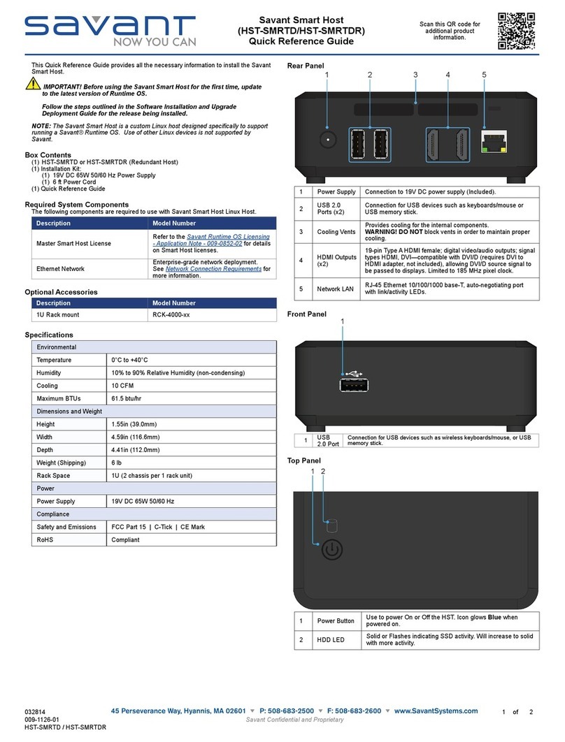 Savant HST-SMRTD Quick reference guide