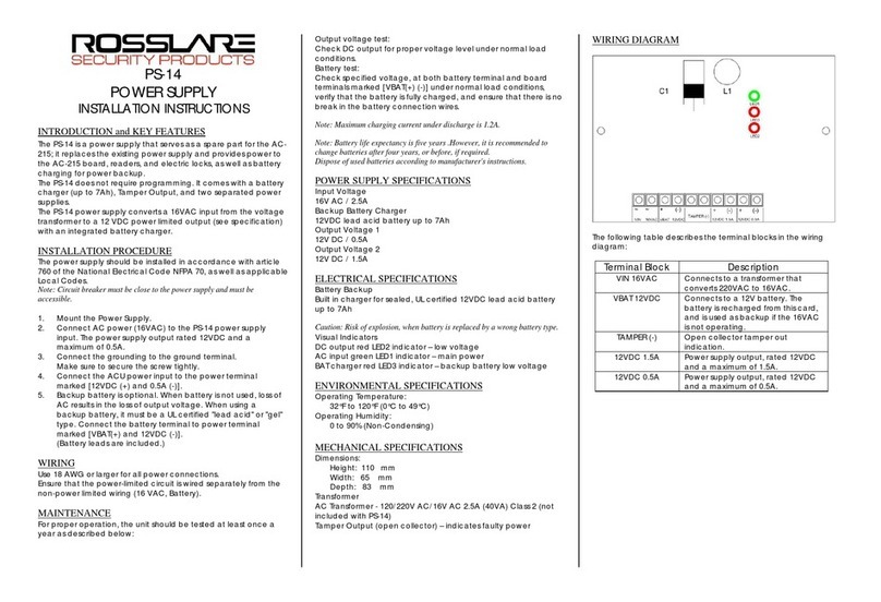 Rosslare PS-14 installation instructions