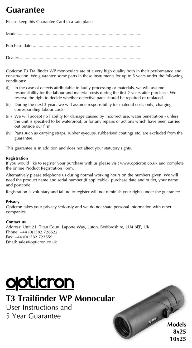 Opticron T3 Trailfinder 8x25 User manual
