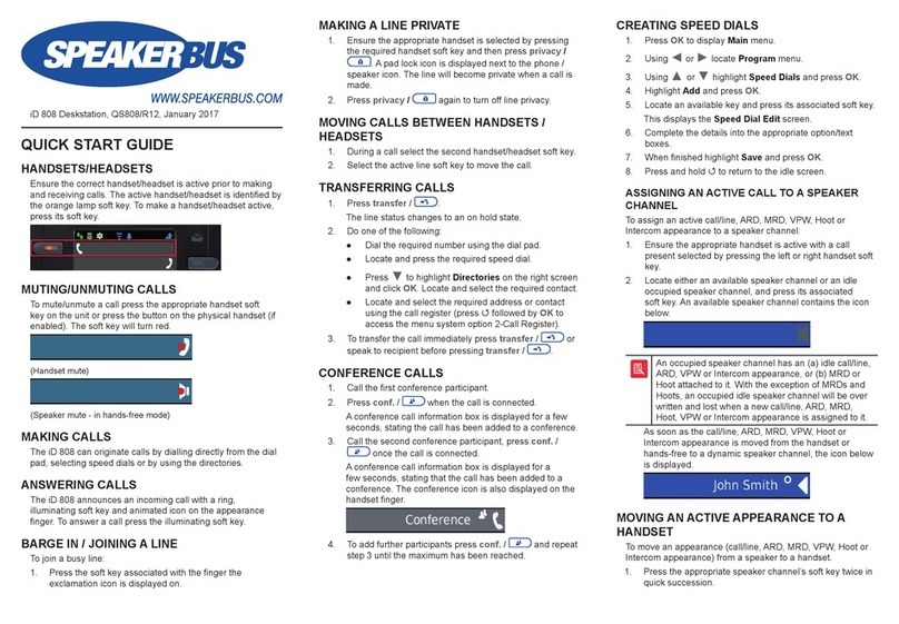 Speakerbus iD 808 quick start guide