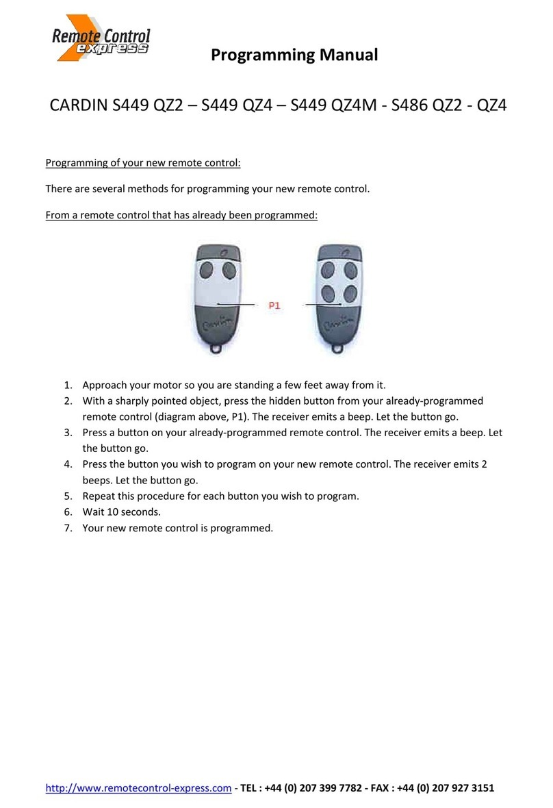 Cardin S449 QZ2 Programming manual