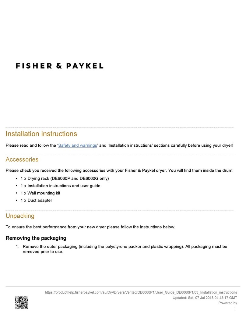 Fisher & Paykel DE6060P User manual