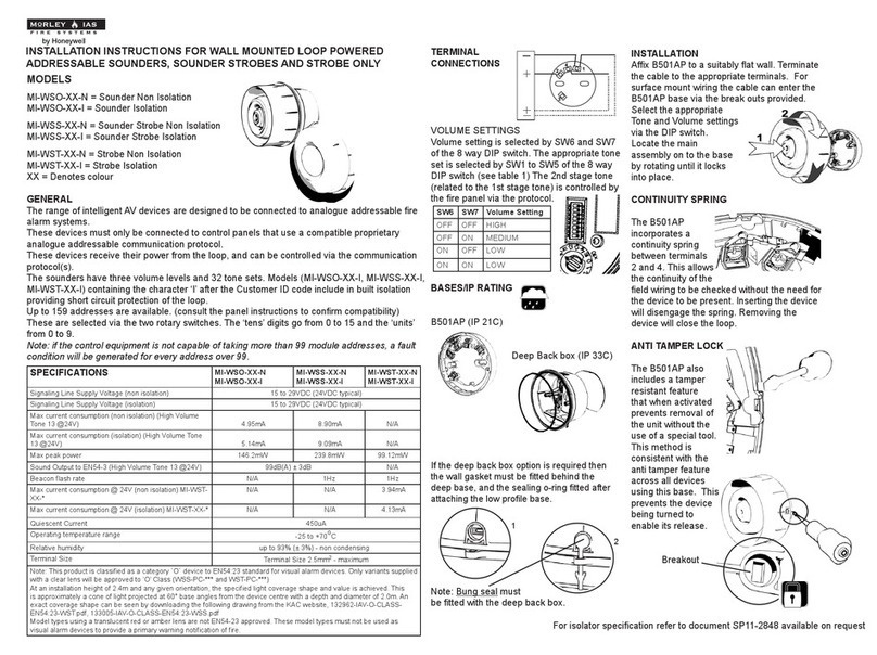 MORLEY-IAS MI-WSO-XX-I Installation instructions and operators manual MORLEY-IAS MI-WSO-XX-I Installation instructions and operators manual