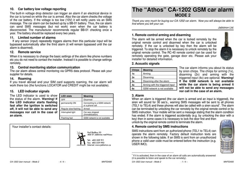 jablotron Athos CA-1202 user manual