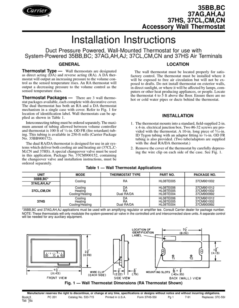 Carrier MODULINE 37HS Installation instructions and parts list