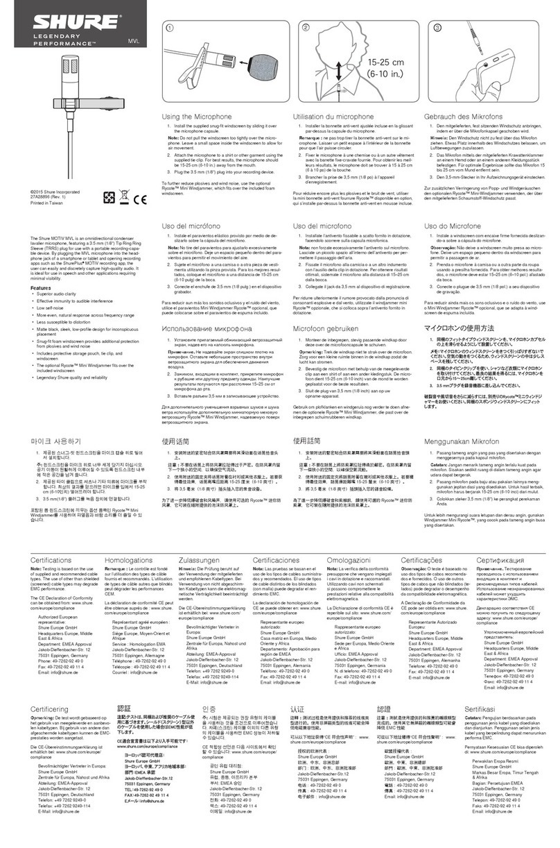 Shure MOTIV MVL User manual Shure MOTIV MVL User manual