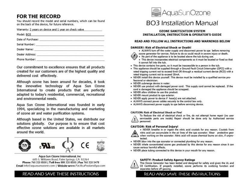 AquaSunOzone BO3 installation manual